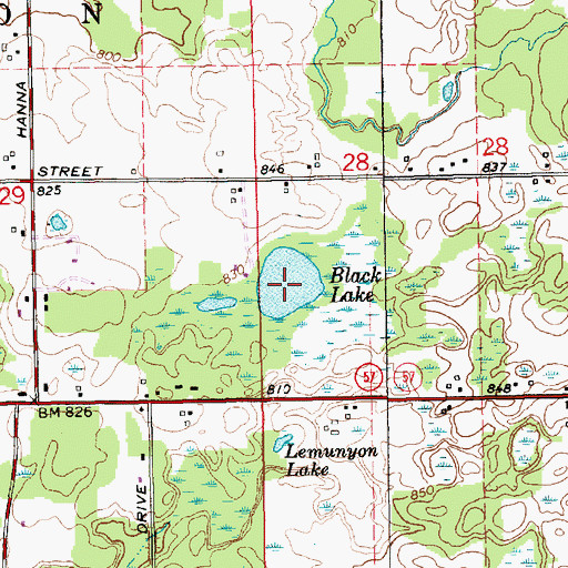Topographic Map of Black Lake, MI