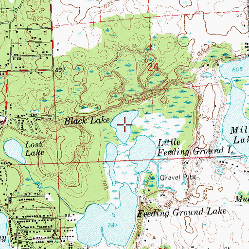 Topographic Map of Black Lake, MI