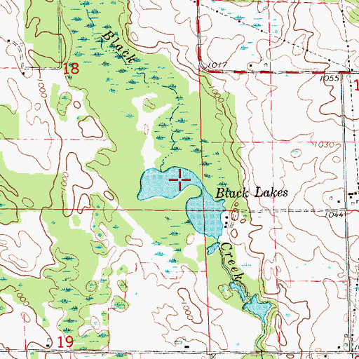 Topographic Map of Black Lakes, MI