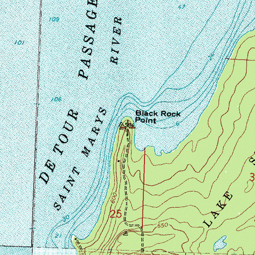 Topographic Map of Black Rock Point, MI