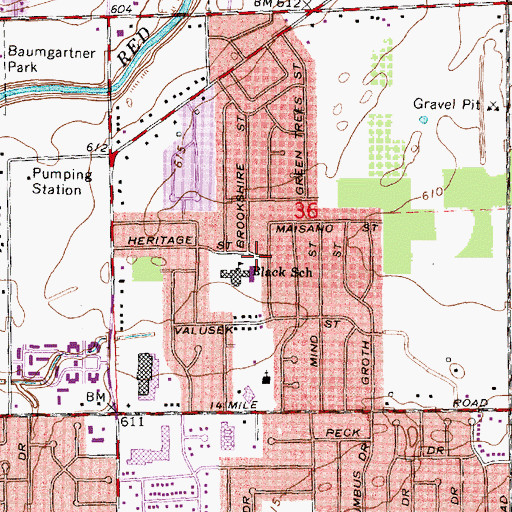 Topographic Map of Black School, MI