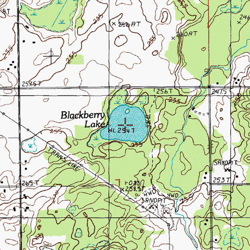 Topographic Map of Blackberry Lake, MI