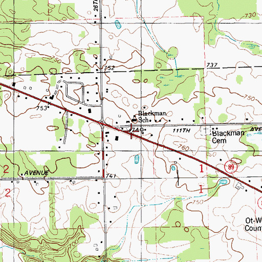 Topographic Map of Blackman School, MI