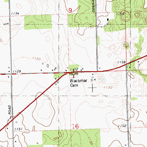 Topographic Map of Blackmar Cemetery, MI