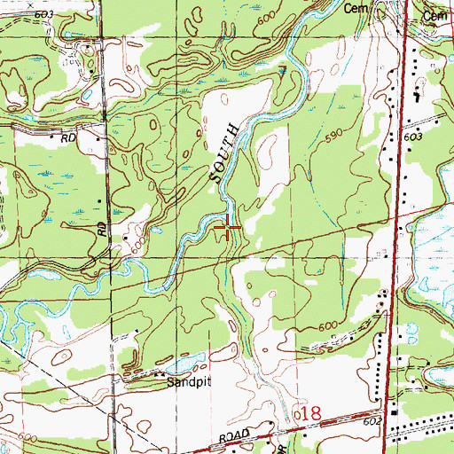 Topographic Map of Blackmer Drain, MI