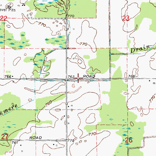 Topographic Map of Blackmere Drain, MI