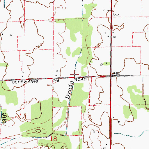 Topographic Map of Blair Drain, MI