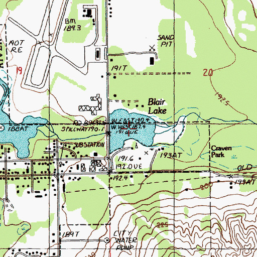 Topographic Map of Blair Lake, MI
