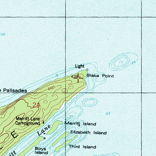 Topographic Map of Blake Point, MI