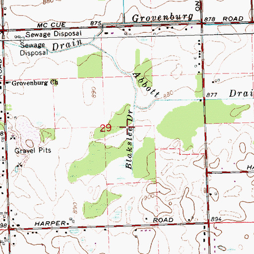 Topographic Map of Blakslee Drain, MI