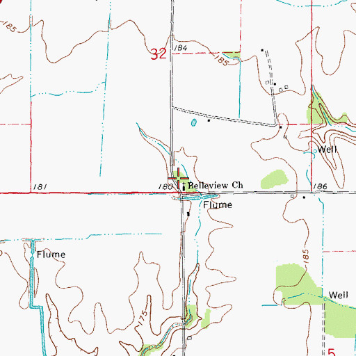 Topographic Map of Bellevue School (historical), AR