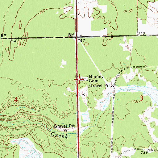 Topographic Map of Blaney Cemetery, MI