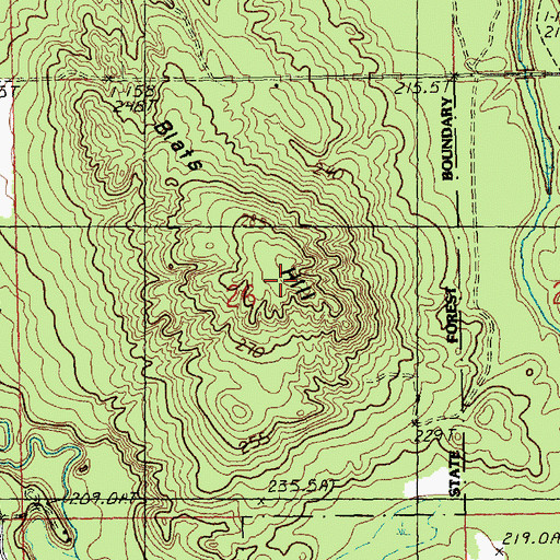 Topographic Map of Blats Hill, MI