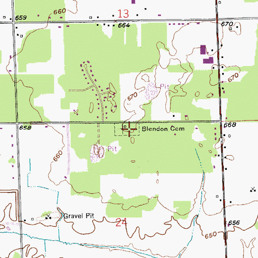 Topographic Map of Blendon Cemetery, MI