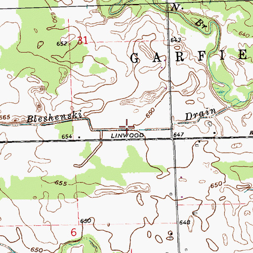 Topographic Map of Bleshenski Drain, MI