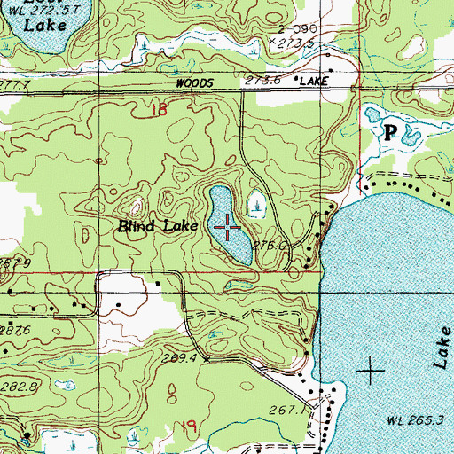 Topographic Map of Blind Lake, MI