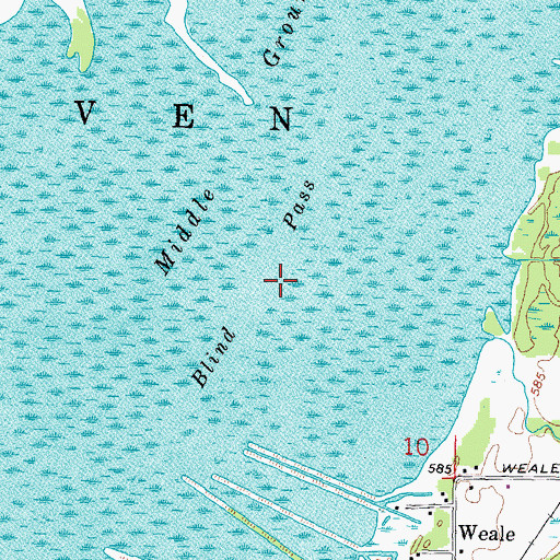 Topographic Map of Blind Pass, MI