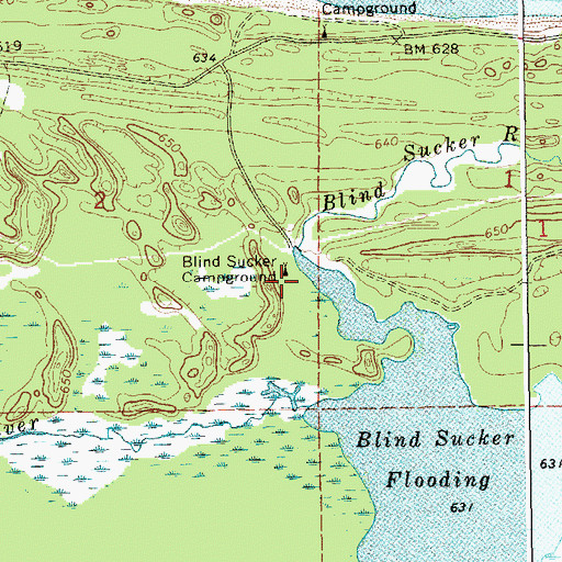 Topographic Map of Blind Sucker Campground, MI