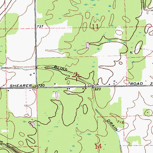Topographic Map of Bliss Drain, MI