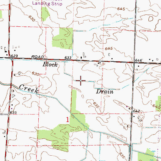 Topographic Map of Block Drain, MI