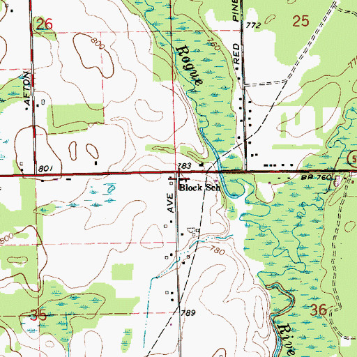 Topographic Map of Block School, MI