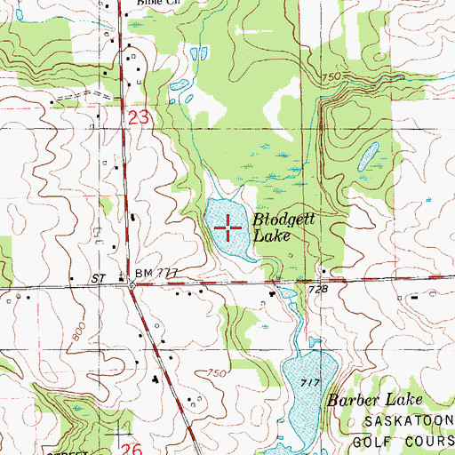 Topographic Map of Blodgett Lake, MI