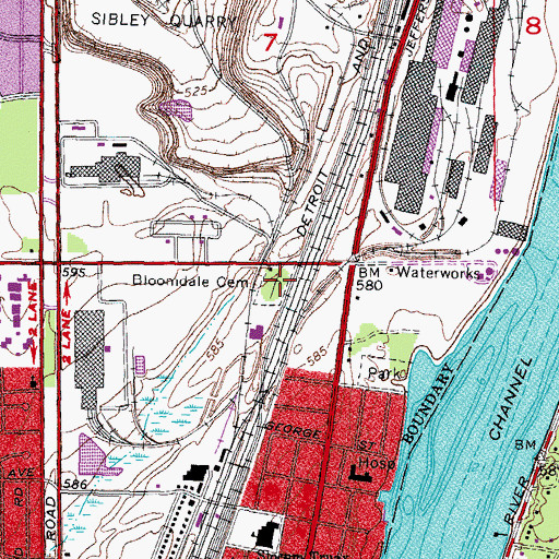Topographic Map of Bloomdale Cemetery, MI