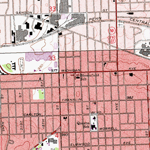 Topographic Map of Bloomfield School, MI