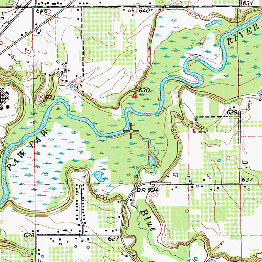 Topographic Map of Blue Creek, MI