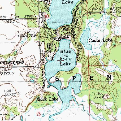 Topographic Map of Blue Lake, MI