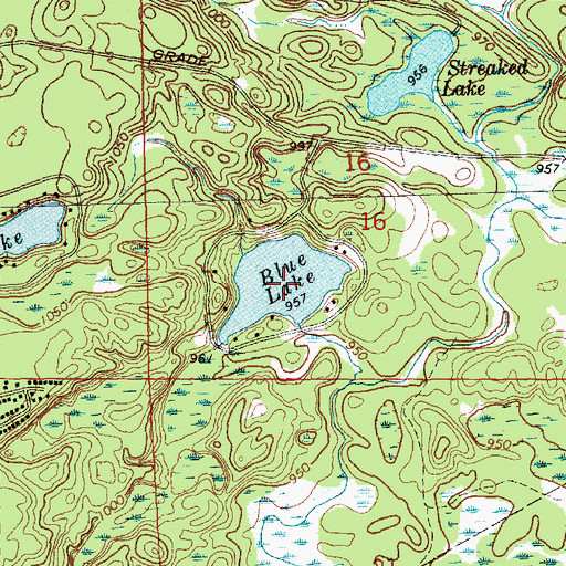 Topographic Map of Blue Lake, MI