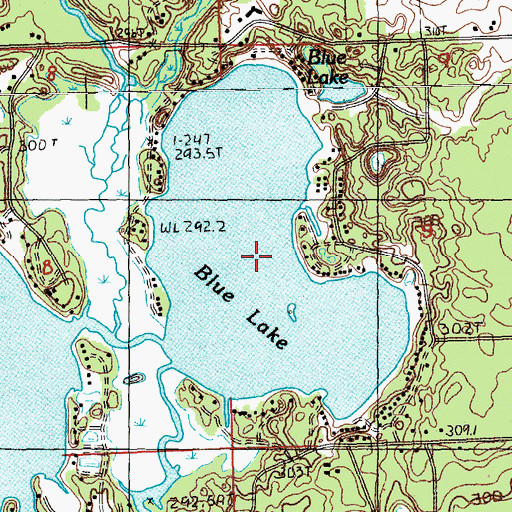 Topographic Map of Blue Lake, MI