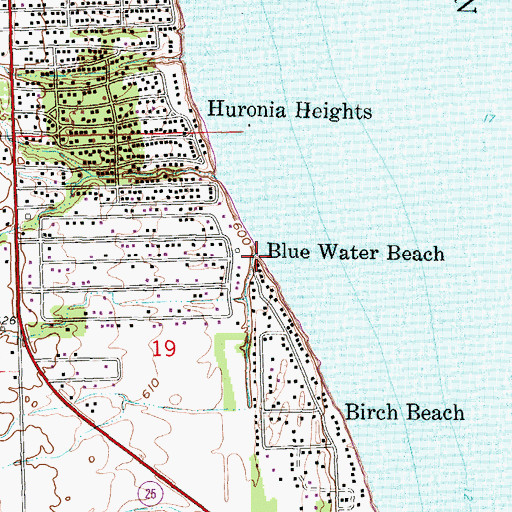 Topographic Map of Blue Water Beach, MI