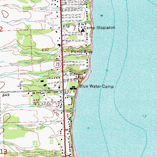 Topographic Map of Blue Water Camp, MI