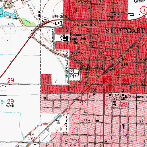 Topographic Map of Bryant Park, AR