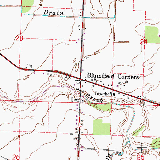 Topographic Map of Blumfield Corners, MI