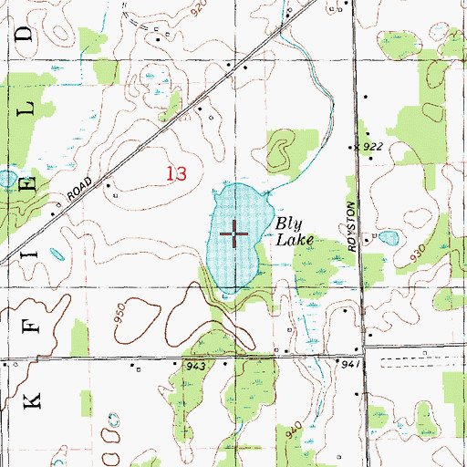 Topographic Map of Bly Lake, MI