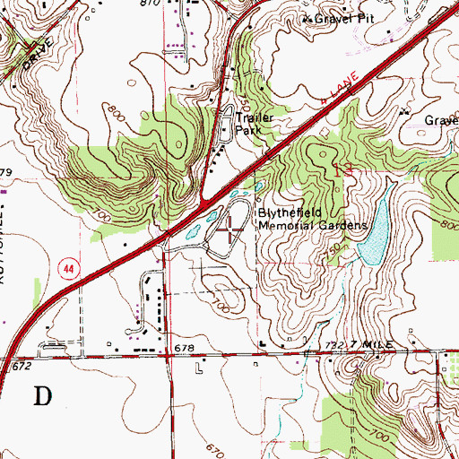 Topographic Map of Blythefield Memory Gardens, MI