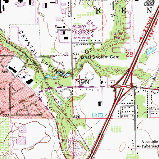Topographic Map of B'nai Sholom Cemetery, MI