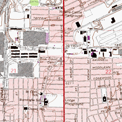 Topographic Map of Bnai-David Cemetery, MI