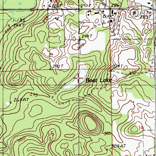 Topographic Map of Boat Lake, MI