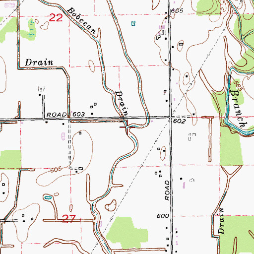 Topographic Map of Bobcean Drain, MI
