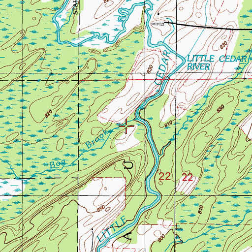 Topographic Map of Bog Brook, MI