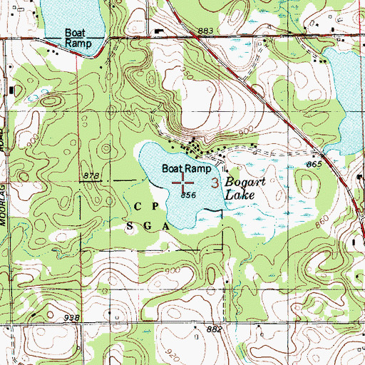 Topographic Map of Bogart Lake, MI
