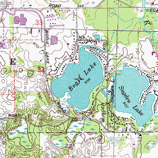 Topographic Map of Bogie Lake, MI