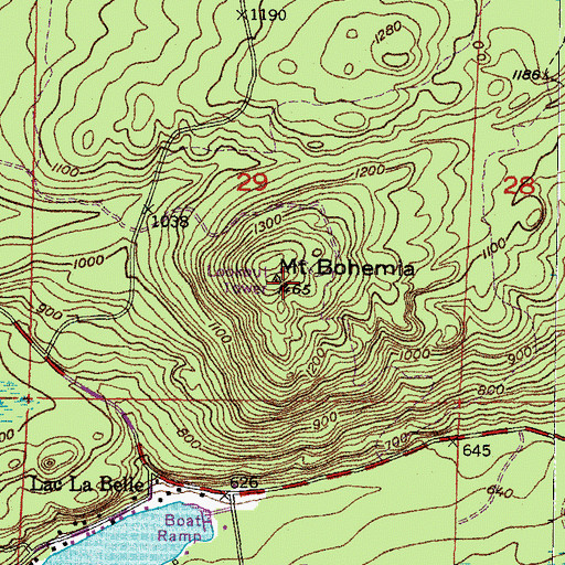 Topographic Map of Mount Bohemia, MI