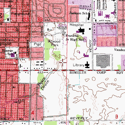Topographic Map of Boice Drain, MI