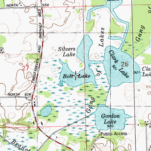 Topographic Map of Bolt Lake, MI