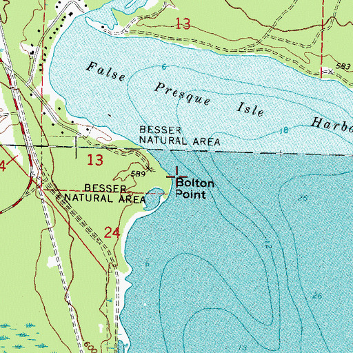 Topographic Map of Bolton Point, MI