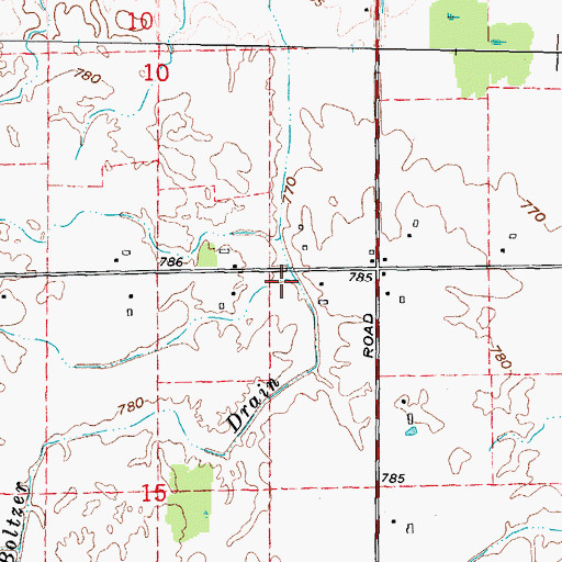 Topographic Map of Boltzer Drain, MI